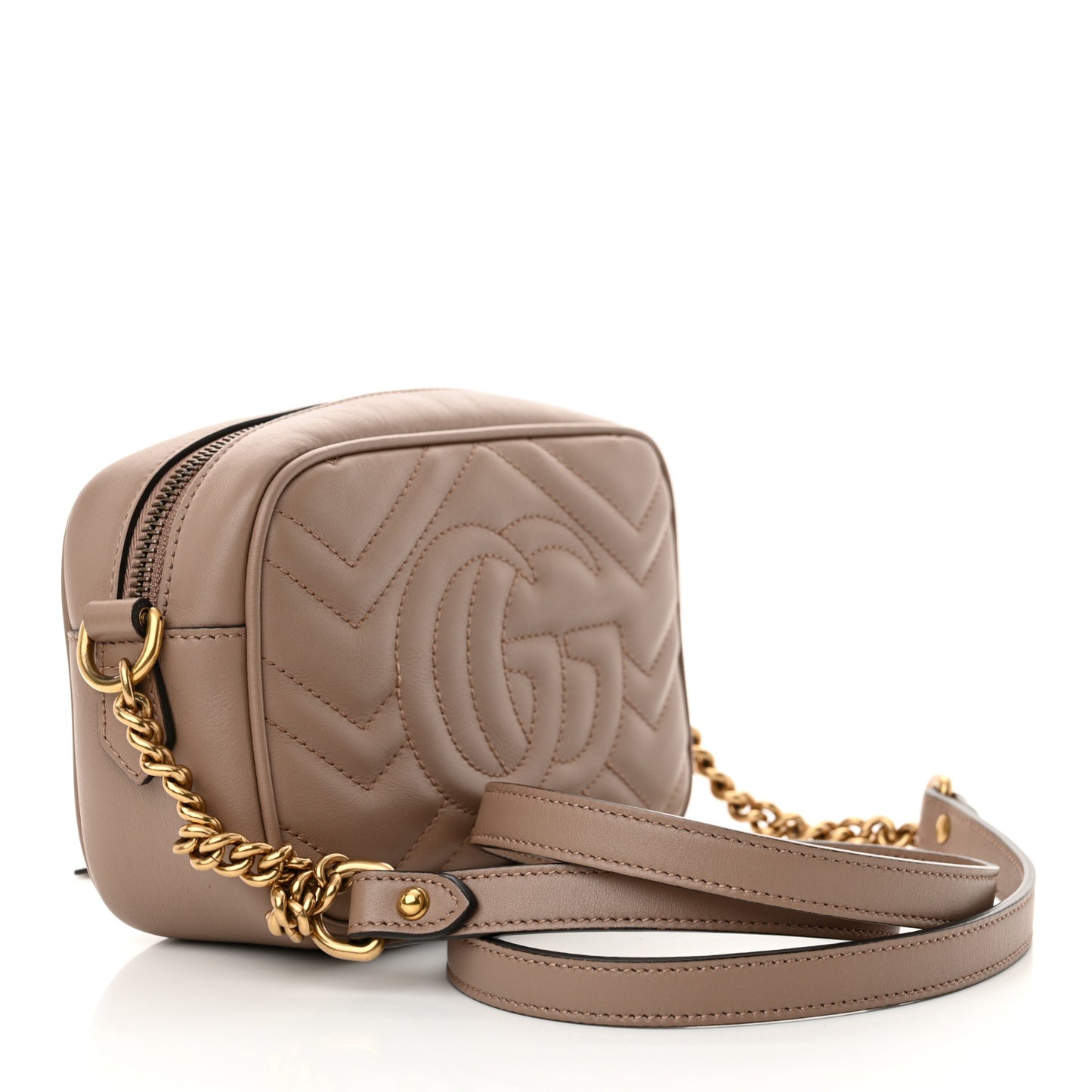 Calfskin Matelasse Mini GG Marmont Chain Shoulder Bag Porcelain Rose