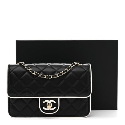 Chanel Lambskin Quilted Resin CC Mini Flap Bag Black White 12 of 12