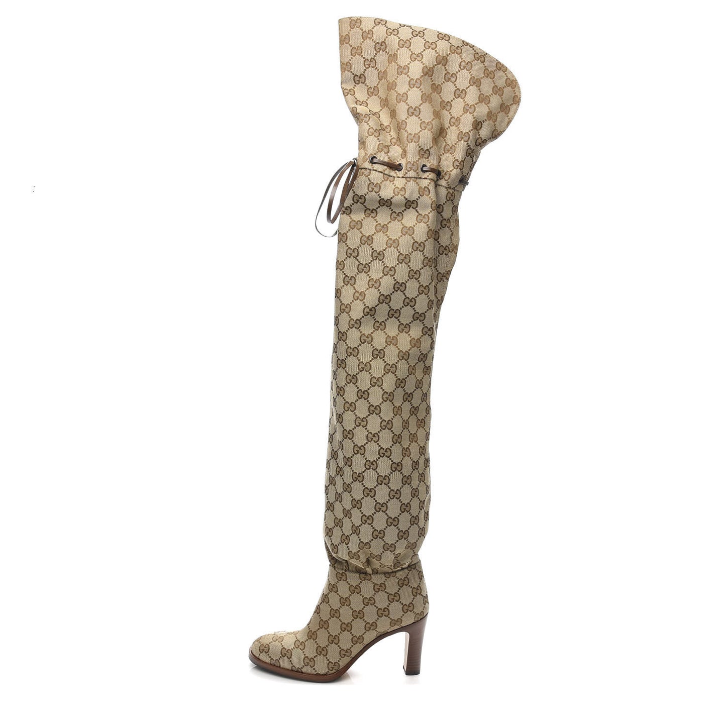 Monogram Over The Knee Boots 35.5 Beige Ebony