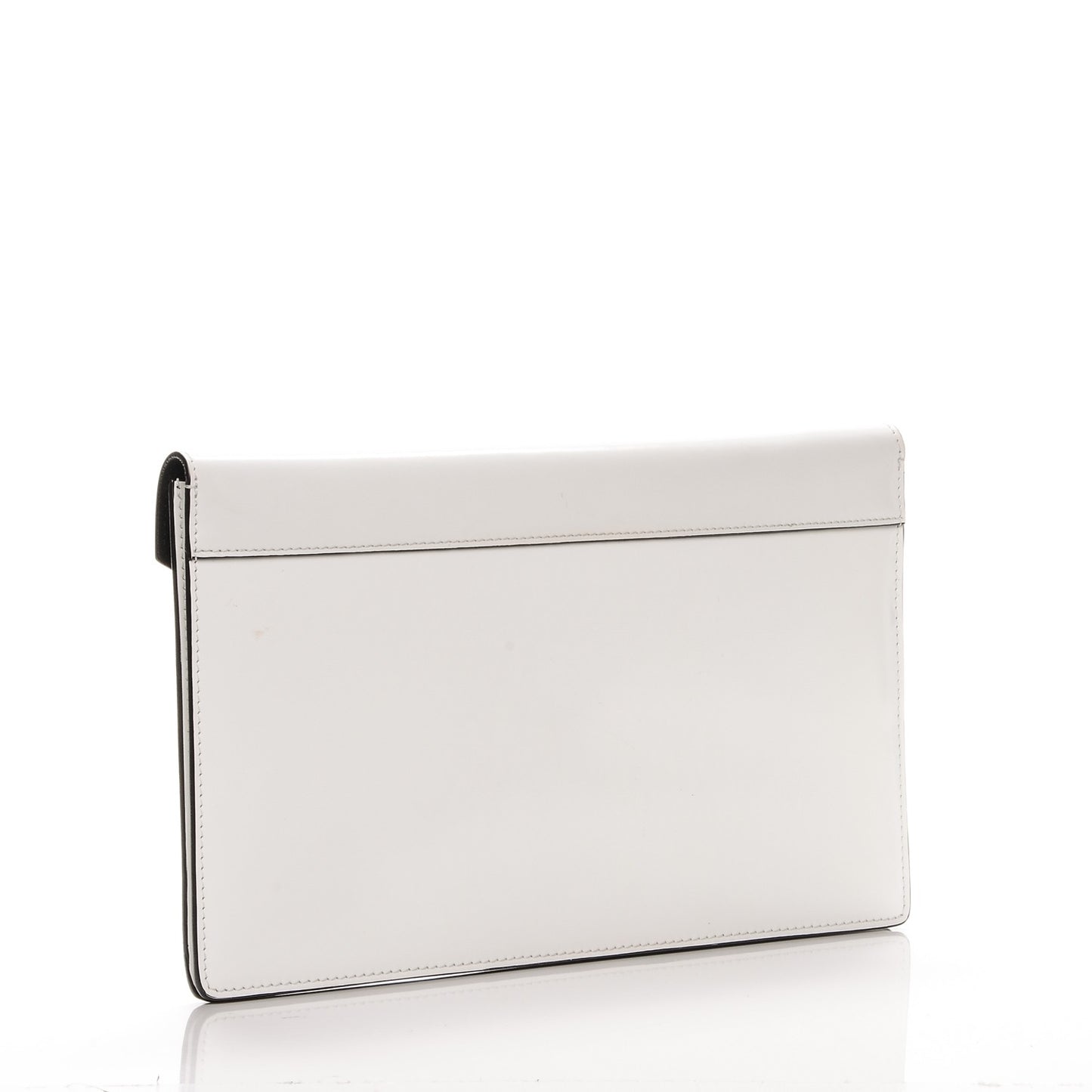 Spazzolato Calfskin Diamond Clutch White Black