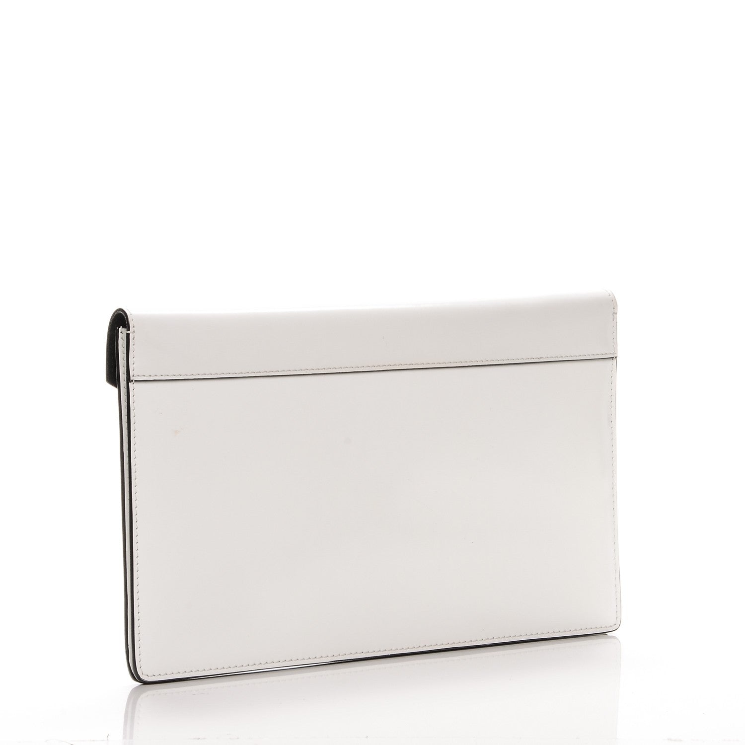 Celine Spazzolato Calfskin Diamond Clutch White Black 3 of 8