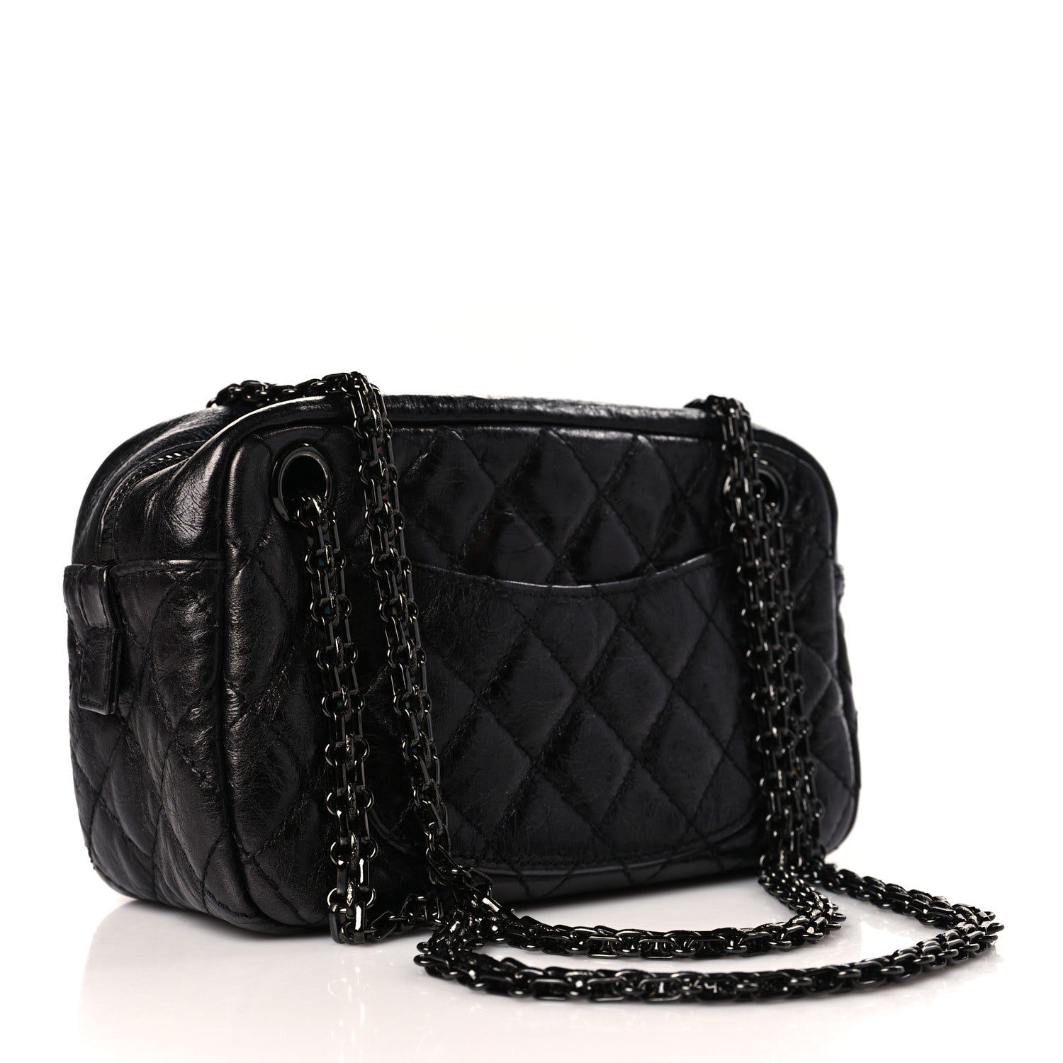 Chanel Metallic Aged Calfskin Quilted Medium Reissue Camera Case Black 3 of 8