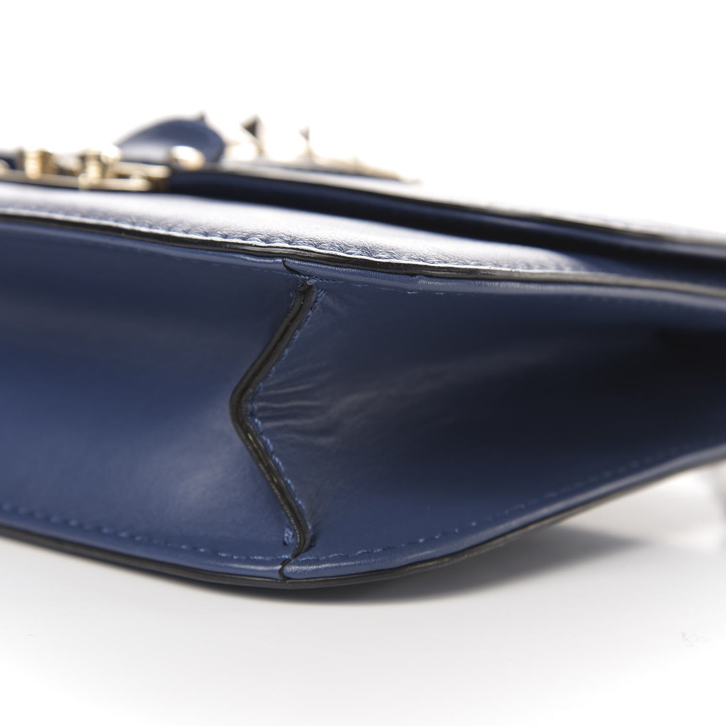 Vitello Medium Glam Lock Rockstud Flap Indigo
