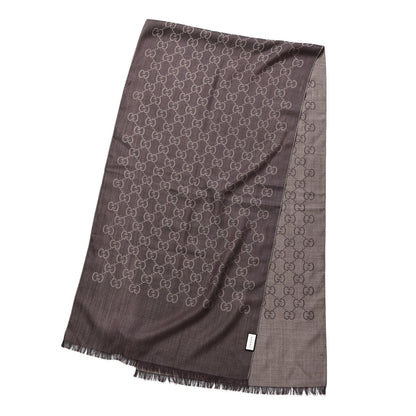 Gucci Wool Silk GG Monogram GGNat Scarf Rope Dark Brown 3 of 5