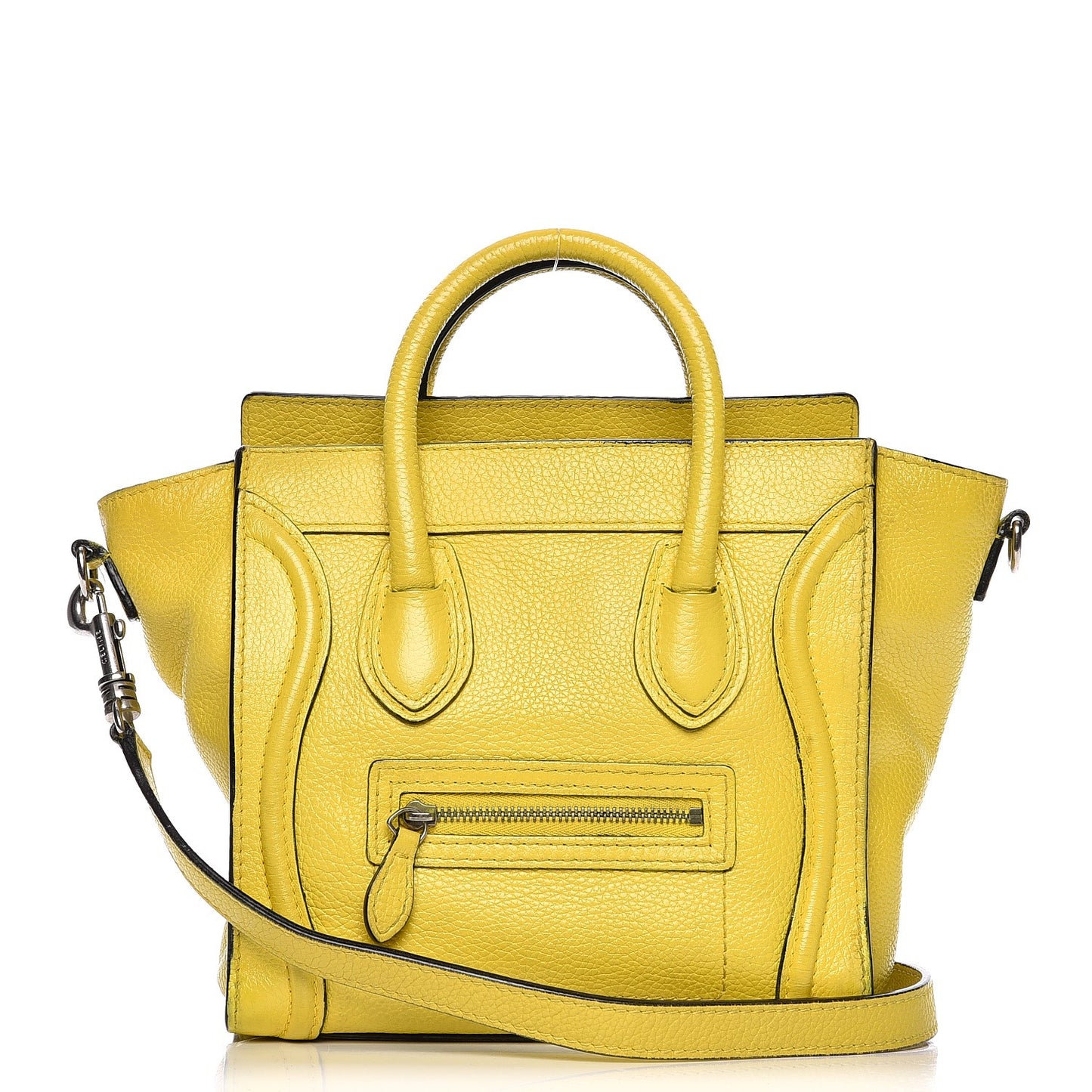 Drummed Calfskin Nano Luggage Citron