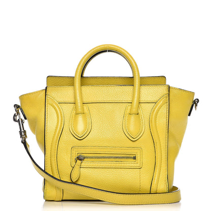 Celine Drummed Calfskin Nano Luggage Citron 1 of 18