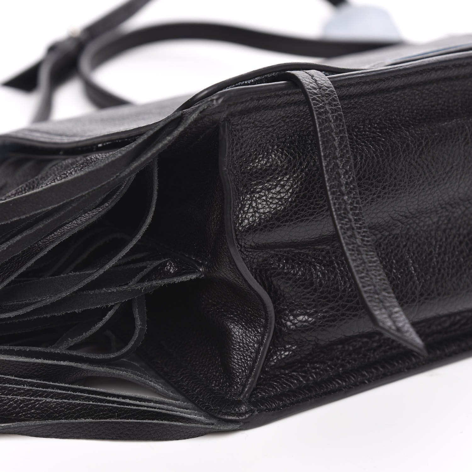 Prada Glace Calf Etiquette Fringe Flap Black Astrale 9 of 10