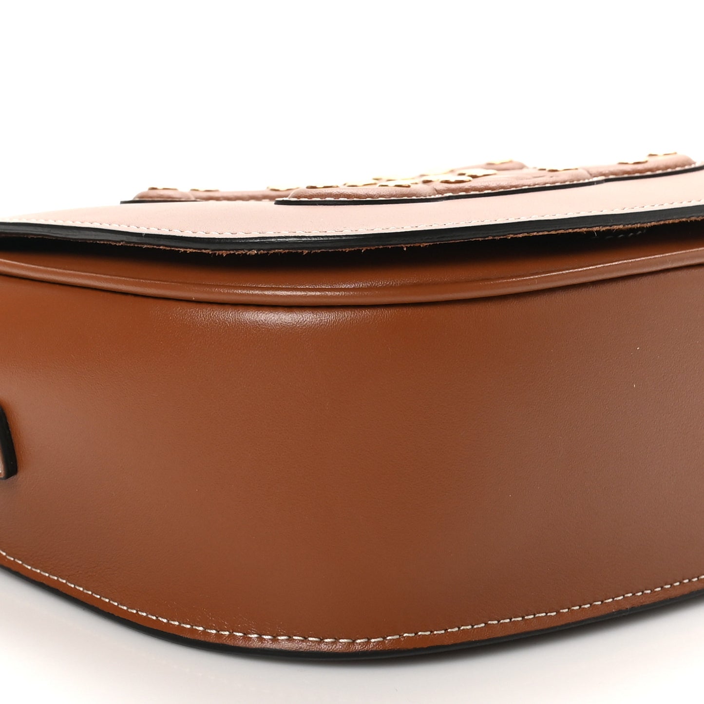 Smooth Calfskin Studded Cuir Triomphe Folco Crossbody Bag Tan