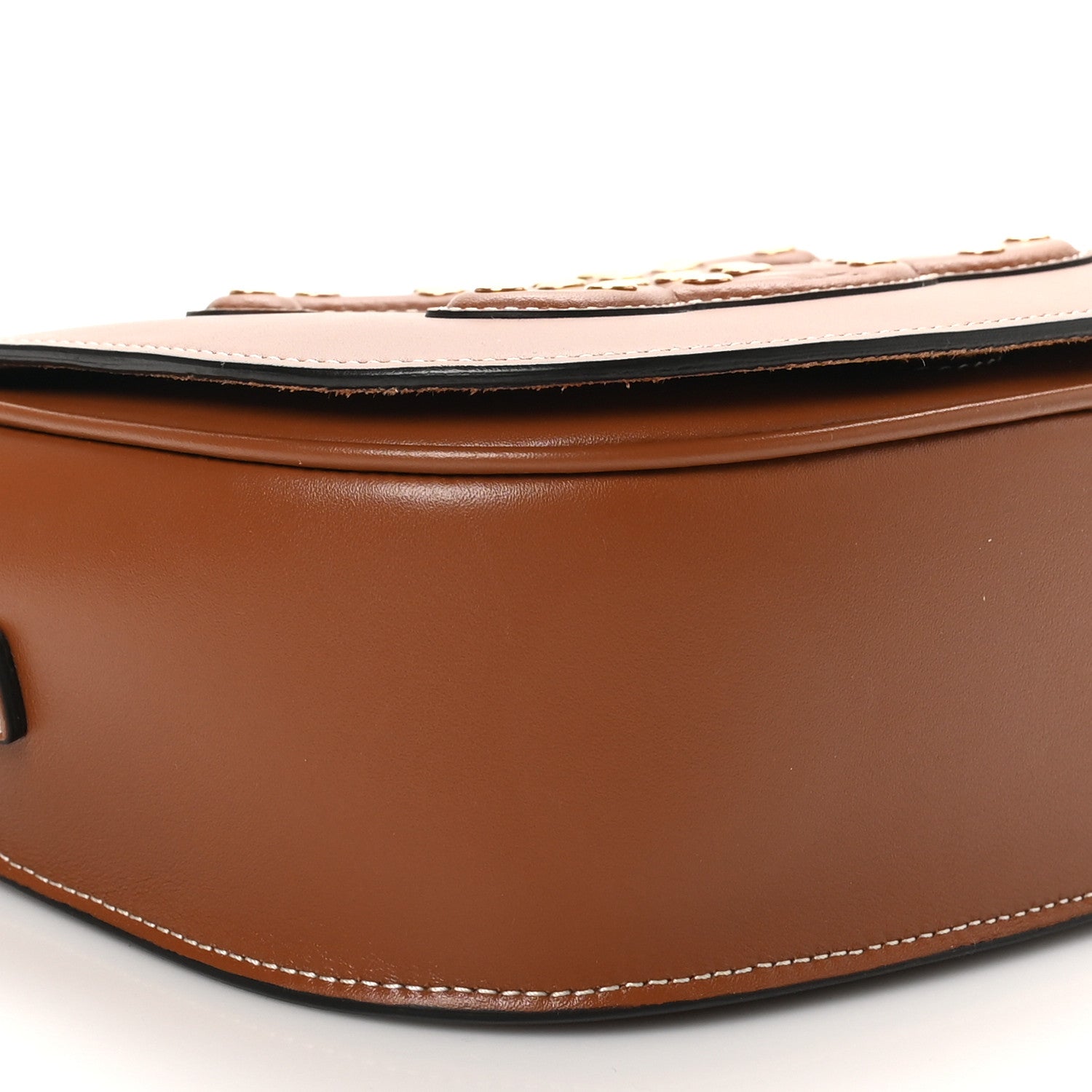 Celine Smooth Calfskin Studded Cuir Triomphe Folco Crossbody Bag Tan 8 of 9