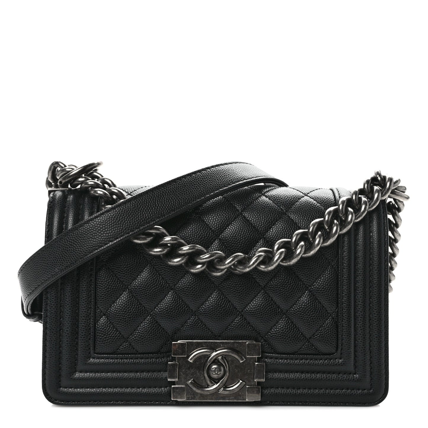Caviar Quilted Small Boy Flap Black