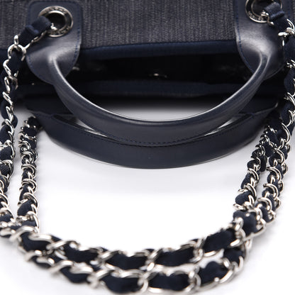 Chanel Denim Large Deauville Tote Dark Blue 10 of 10