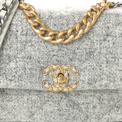 Chanel Tweed Quilted Medium Chanel 19 Flap Grey Ecru 9 of 11