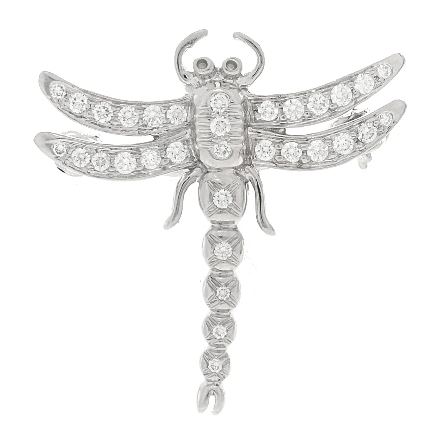 Tiffany 18K White Gold Diamond Dragonfly Brooch Pin 1 of 4