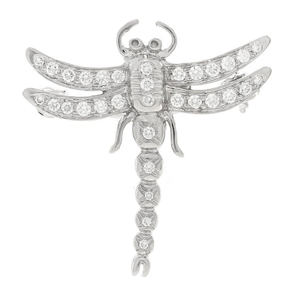Tiffany 18K White Gold Diamond Dragonfly Brooch Pin 1 of 4