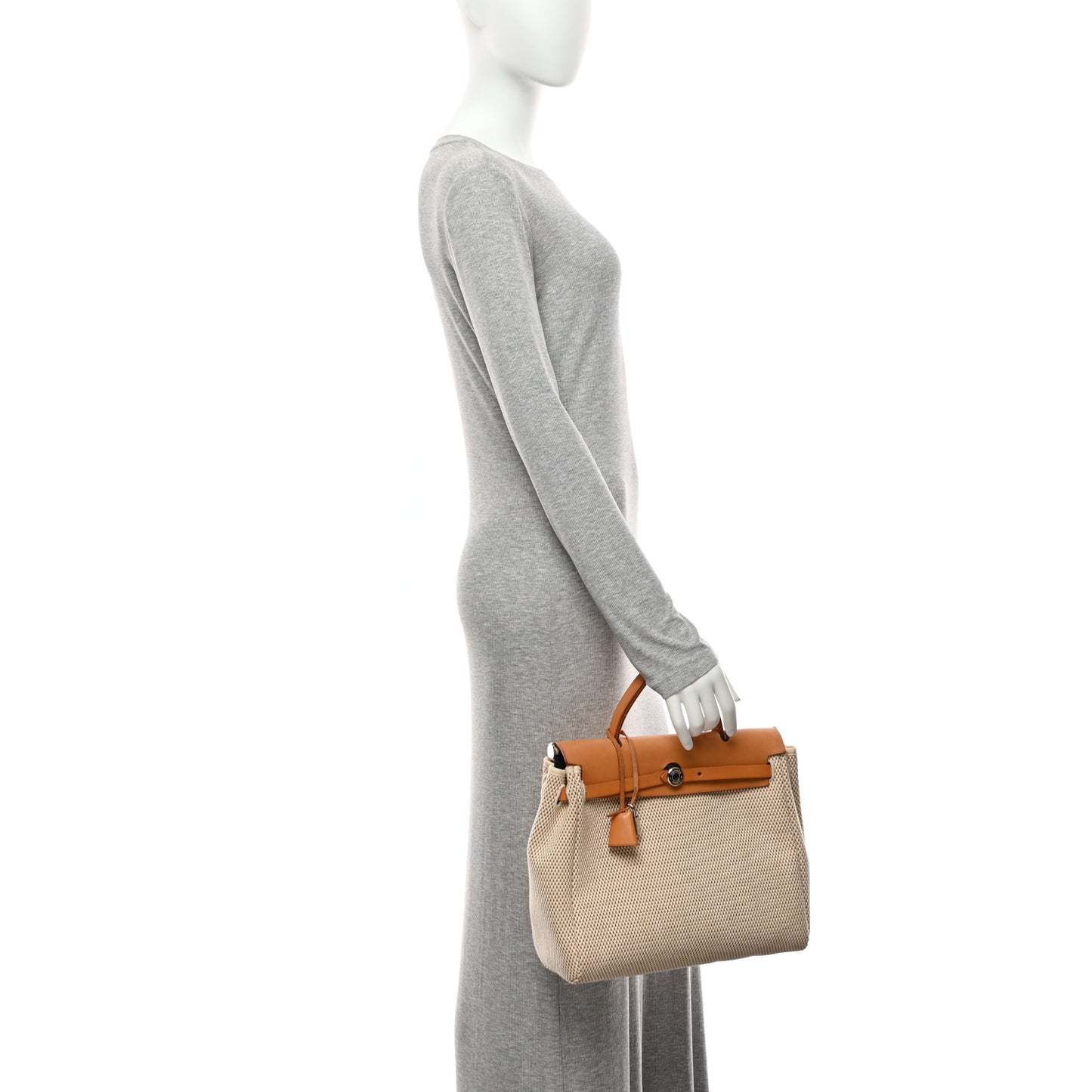 Toile Vache Calfskin Herbag 30 PM Black Natural