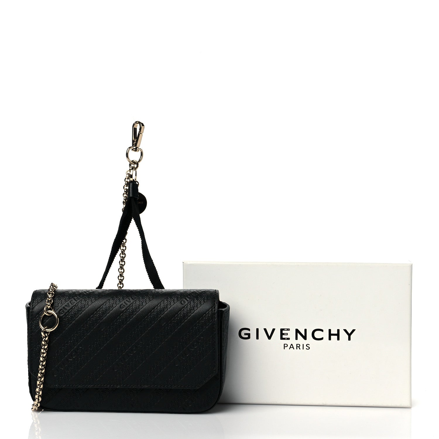Givenchy Calfskin Embossed Logo Bond Chain Camera Bag Black 10 of 10
