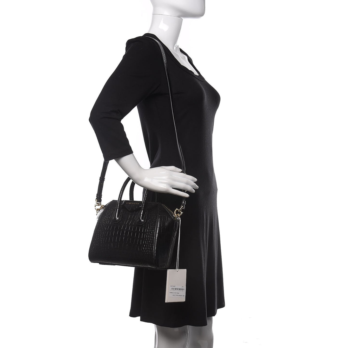 Calfskin Crocodile Embossed Mini Antigona Black