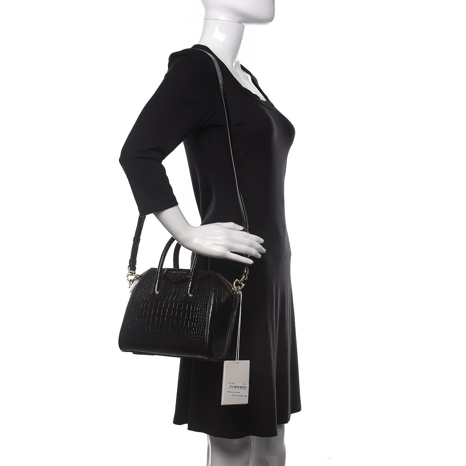 Givenchy Calfskin Crocodile Embossed Mini Antigona Black 2 of 10
