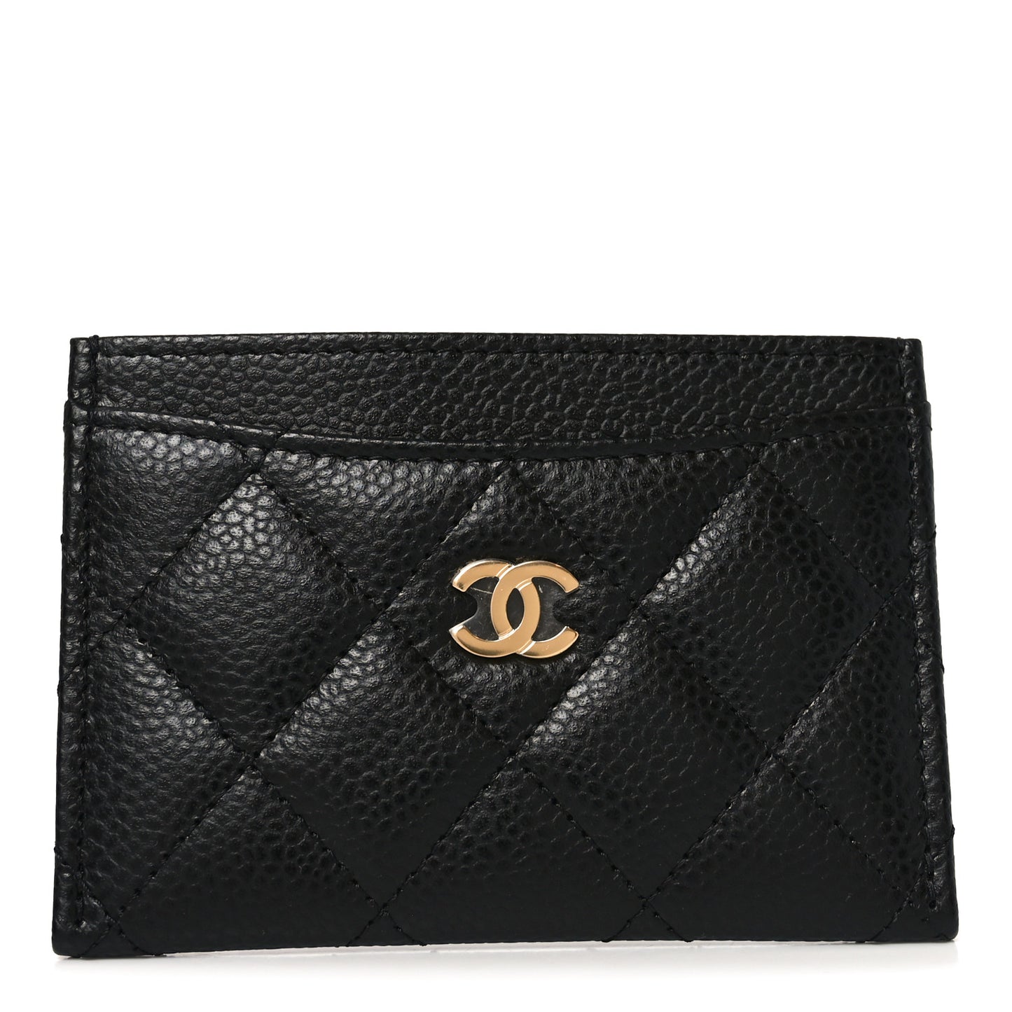 Caviar Quilted Card Holder Black