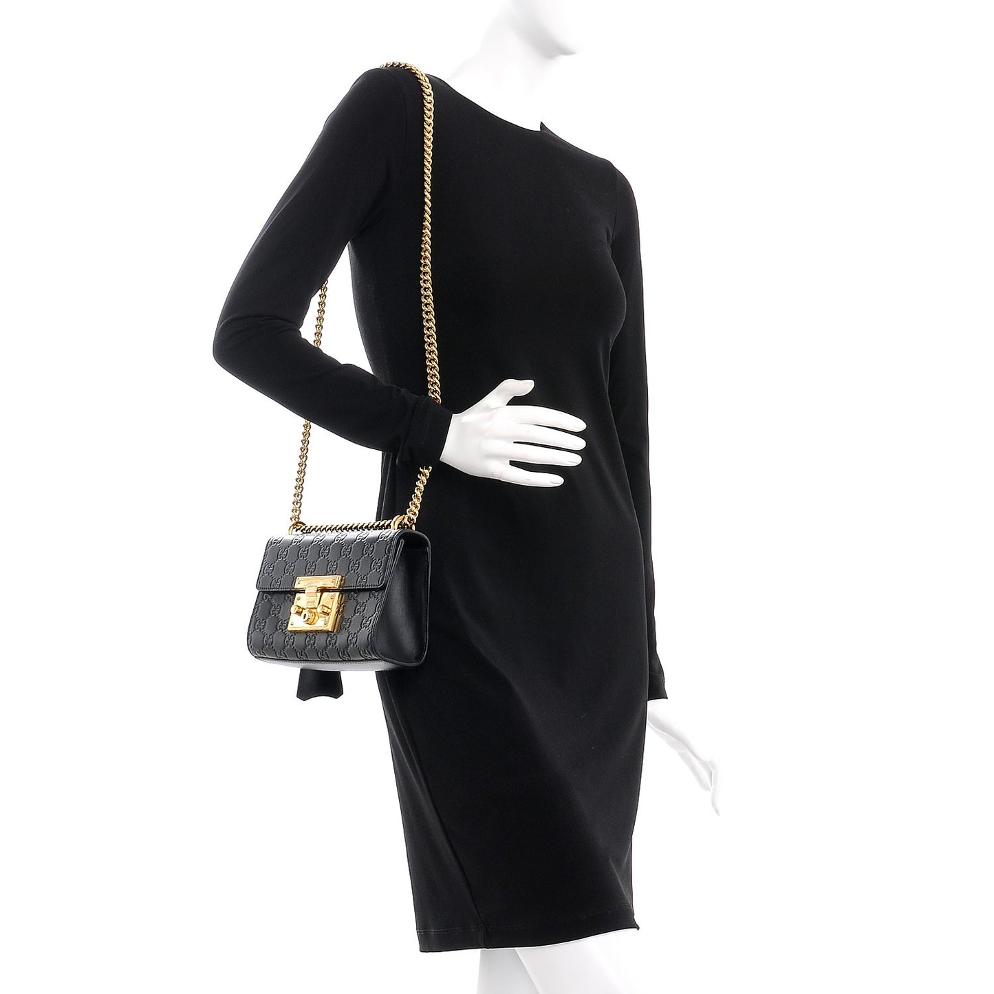 Guccissima Small Padlock Shoulder Bag Black