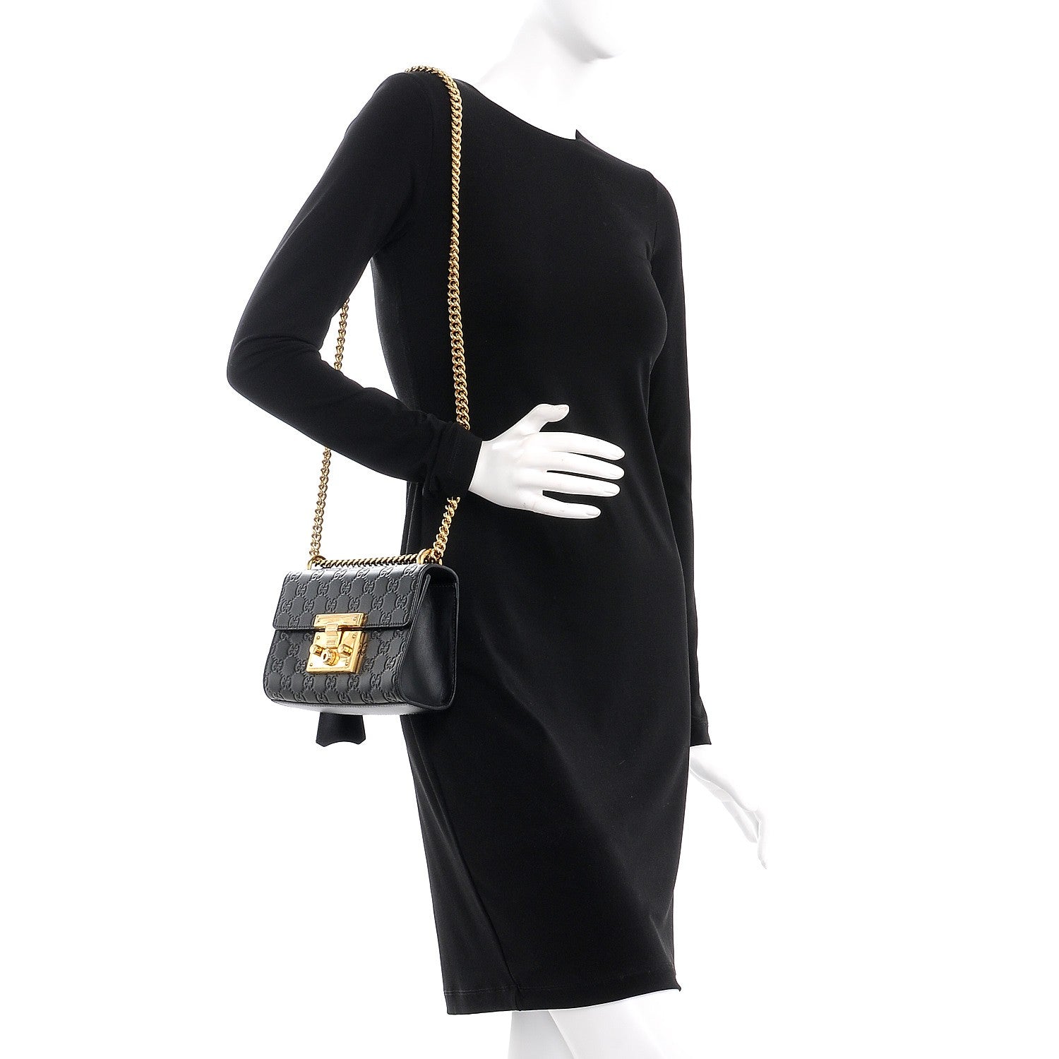 Gucci Guccissima Small Padlock Shoulder Bag Black 3 of 9