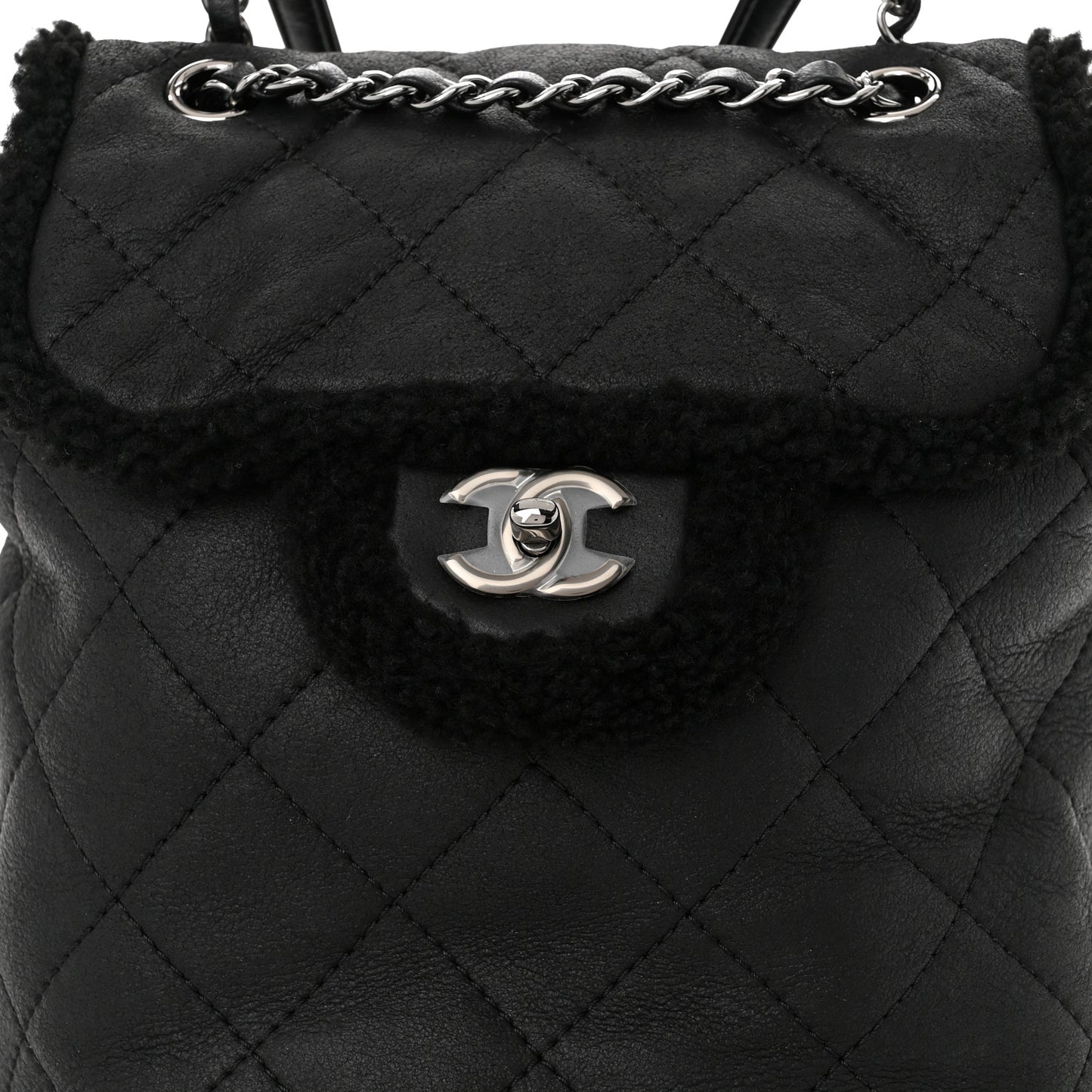 Lambskin Shearling Coco Neige Backpack Black