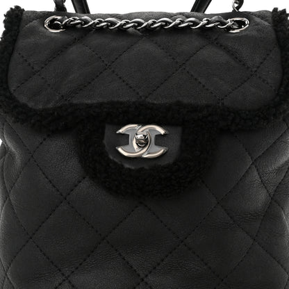 Chanel Lambskin Shearling Coco Neige Backpack Black 7 of 10