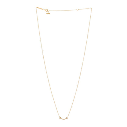 Tiffany 18K Yellow Gold Diamond Mini T Smile Pendant Necklace 3 of 4