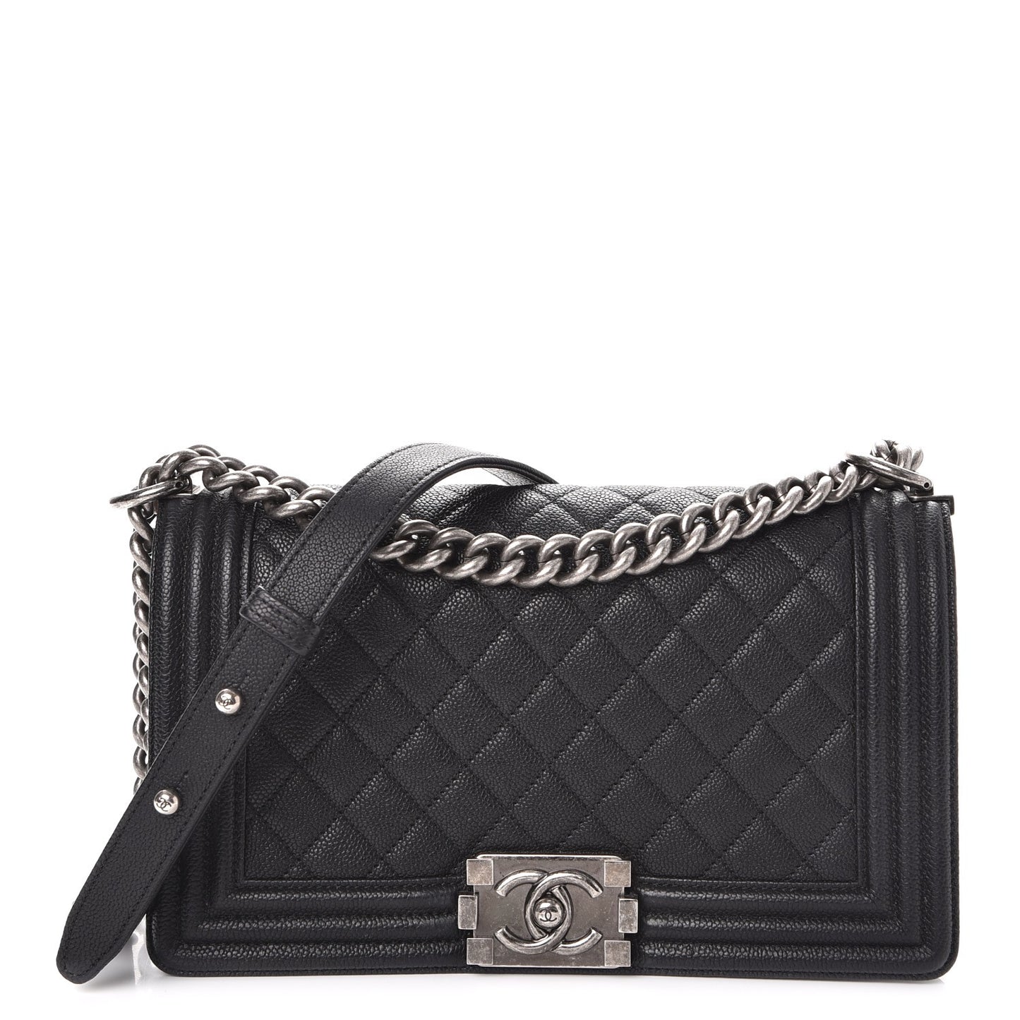 Caviar Quilted Medium Boy Flap Black