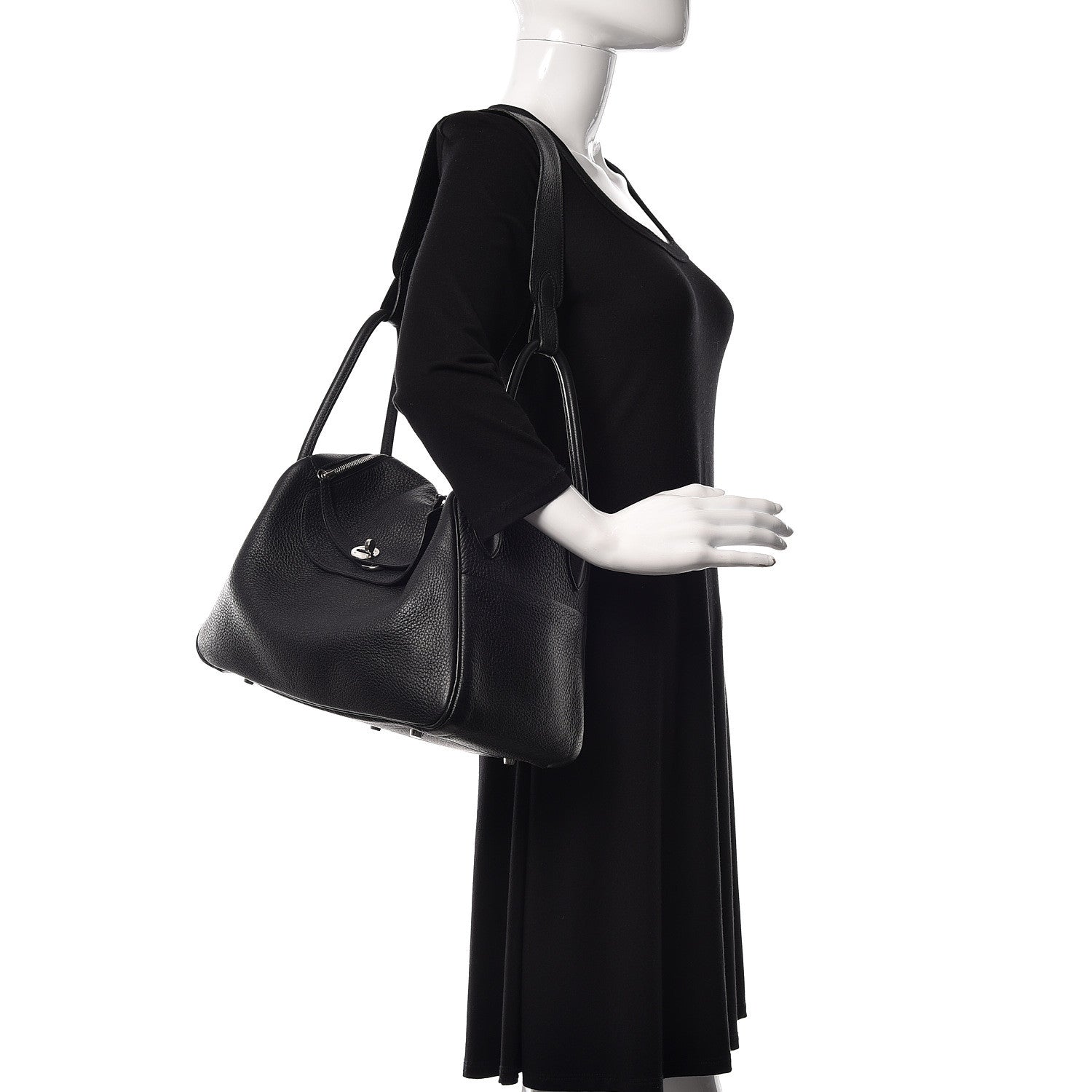 Hermes Taurillon Clemence Lindy 34 Black 2 of 22