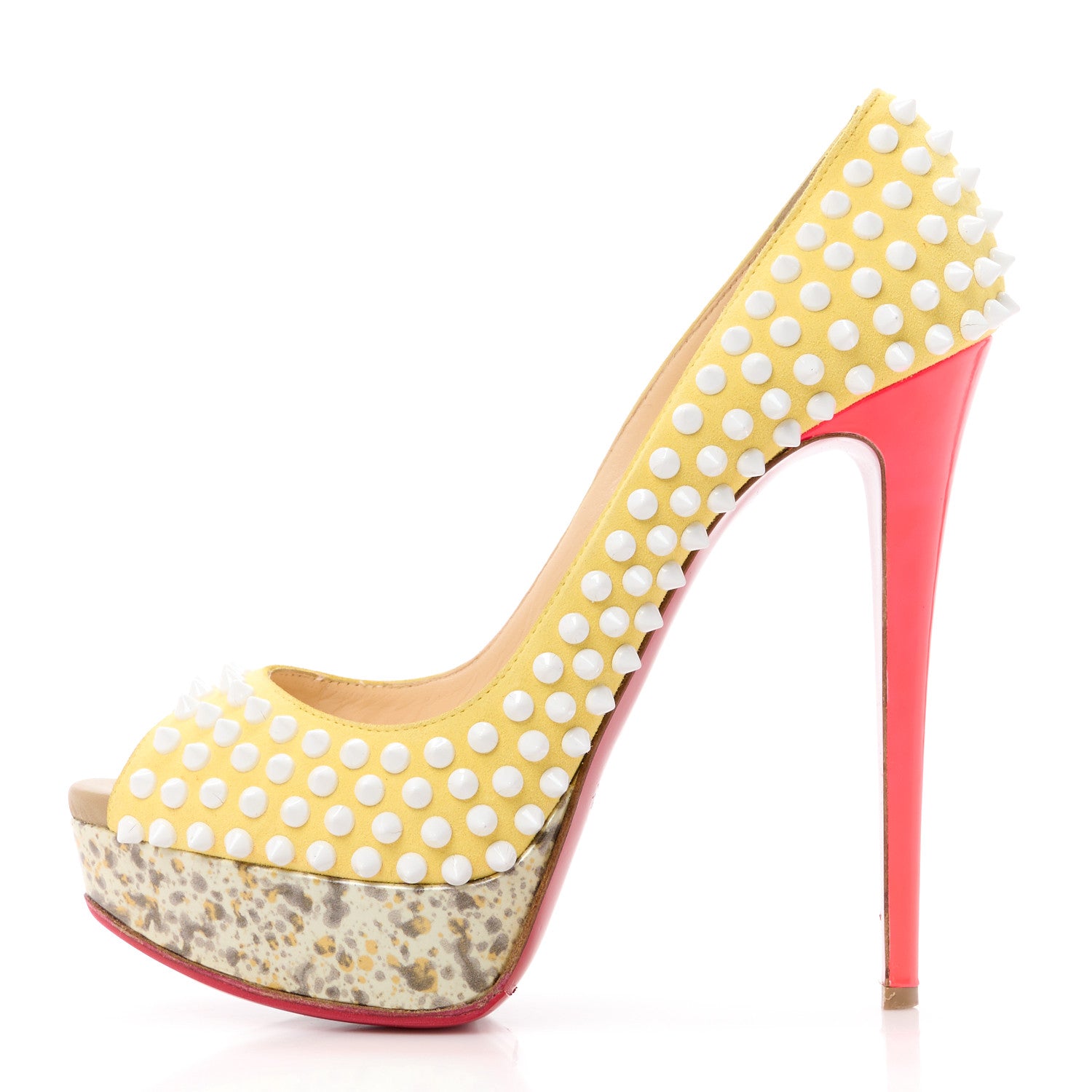 Christian Louboutin Veau Velours Lady Peep Spikes 150 Pumps 39.5 Sun 1 of 8