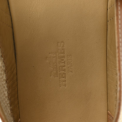 Hermes Crochet Knit Calfskin Kichu Ballet Flats 37.5 Beige Lin Naturel 8 of 9