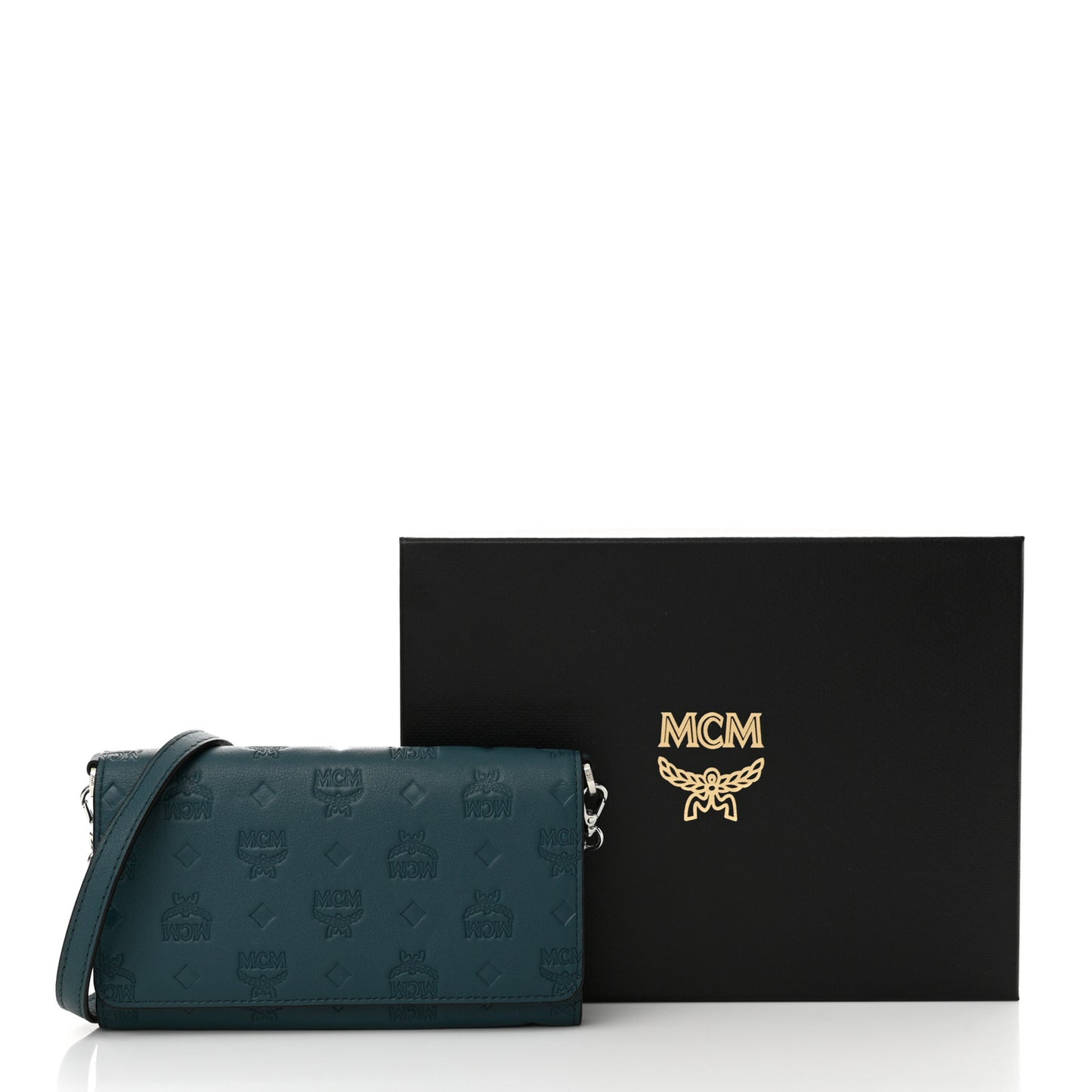 Calfskin Ottomar Wallet On Chain Teal