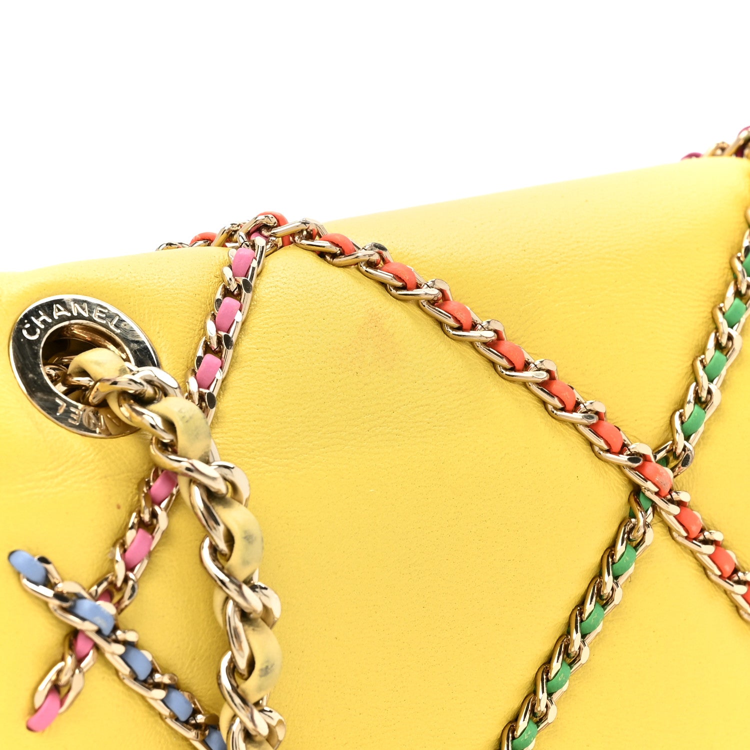 Chanel Lambskin Small Entwined Chain Flap Yellow Multicolor 13 of 21
