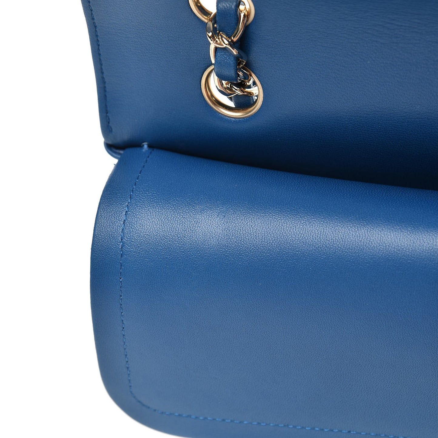 Lambskin Chevron Quilted Medium Double Flap Blue