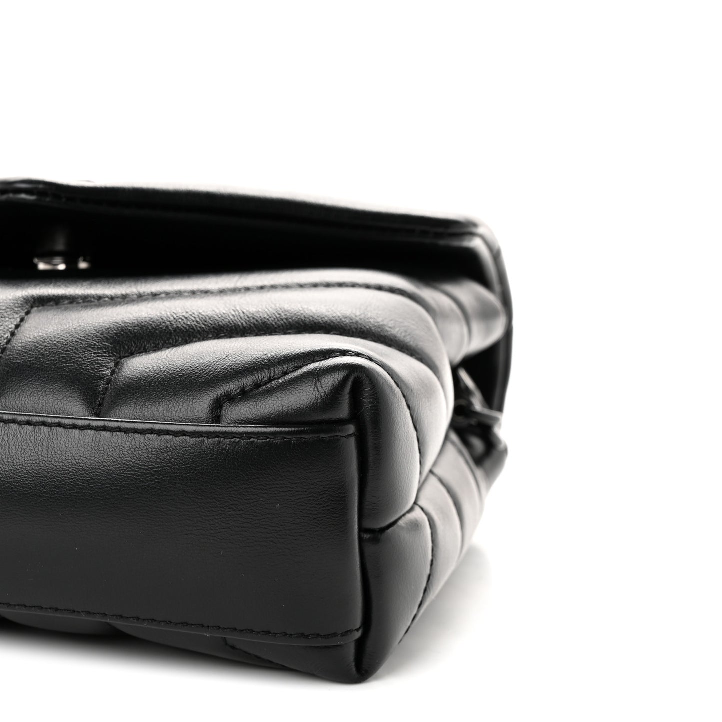 Calfskin Y Quilted Monogram Monochrome Toy Loulou Crossbody Bag Black