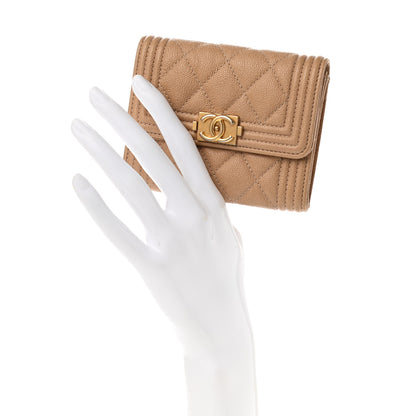Chanel Caviar Quilted Boy Card Holder Wallet Beige 2 of 9