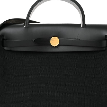 Hermes Military Toile Vache Hunter Herbag Zip Retourne 31 PM Black 9 of 12