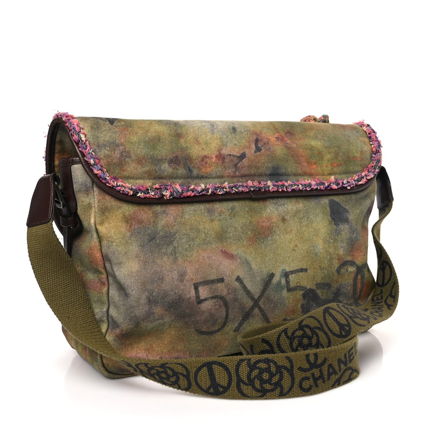 Washed Toile Large Graffiti On The Pavements Messenger Khaki Multicolor
