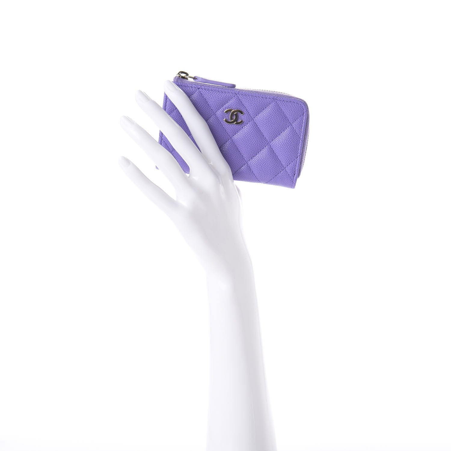 Chanel Caviar Quilted Zipped Key Holder Case Purple 2 of 8
