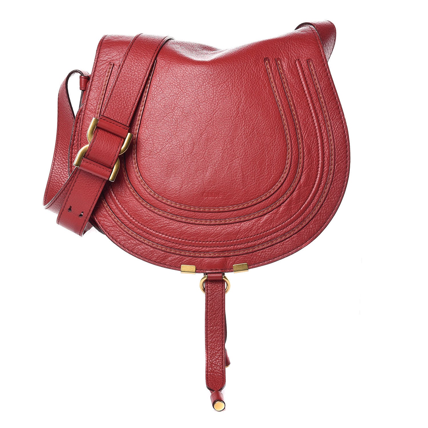 Chloe Calfskin Medium Marcie Round Crossbody Bag Red 1 of 11