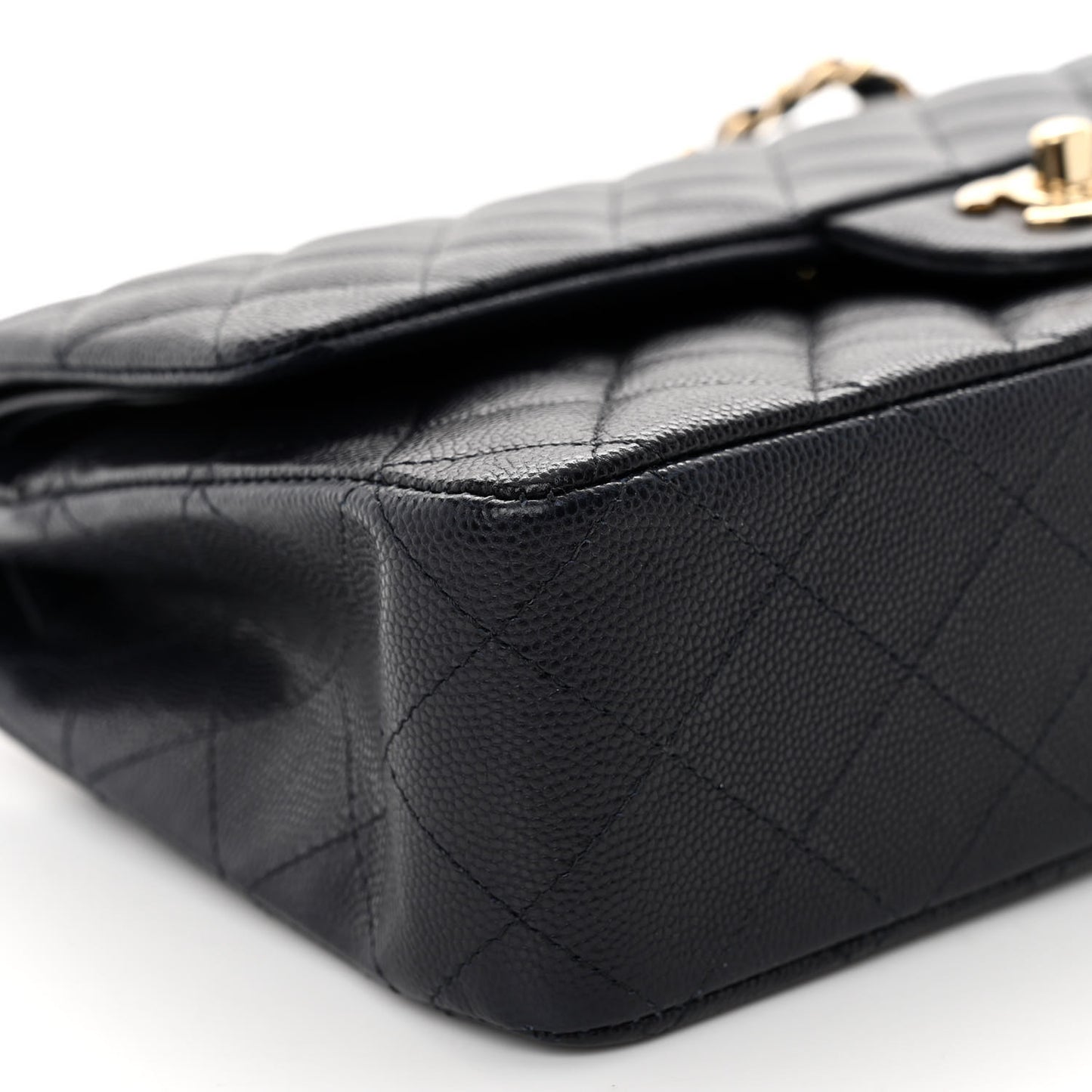 Caviar Quilted Medium Double Flap Navy