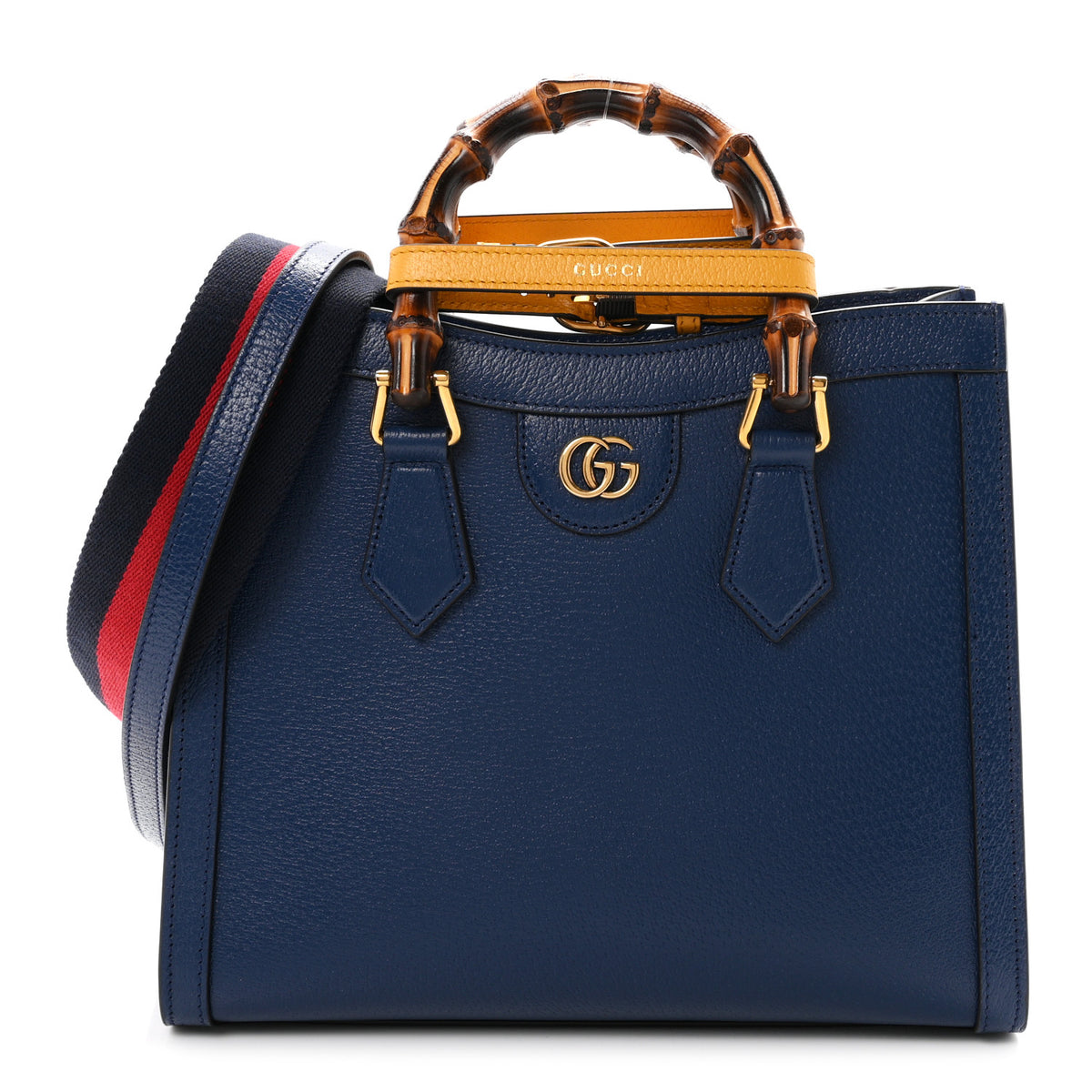 Textured Dollar Calfskin Web Small Diana Tote Bag Royal Crop