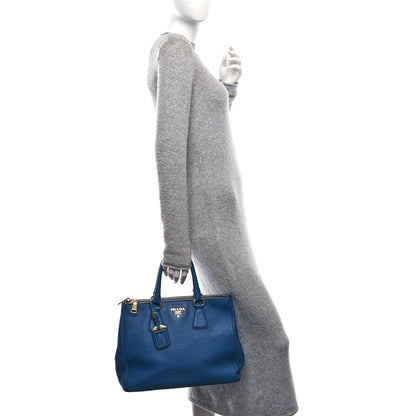 Prada Vitello Daino Large Double Zip Tote Cobalto 2 of 9