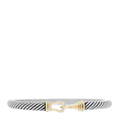 David Yurman Sterling Silver 14K Yellow Gold 5mm Cable Classic Buckle Bracelet 1 of 4