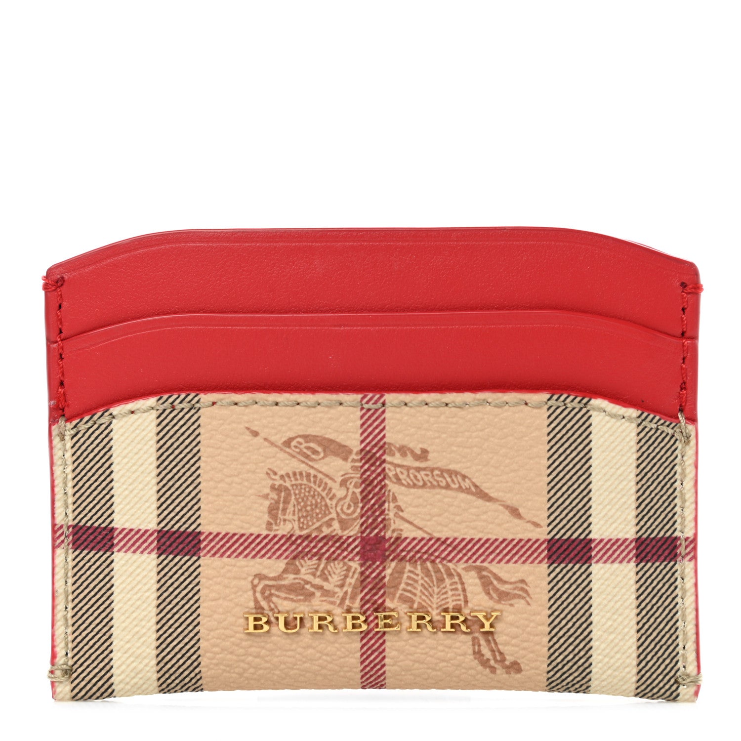 Burberry Soft Grain Calfskin Haymarket Check Izzy Card Case Red 1 of 8