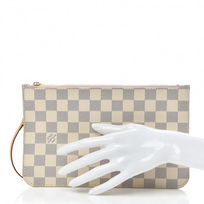 Louis Vuitton Damier Azur Neverfull MM GM Pochette Rose Ballerine 2 of 10