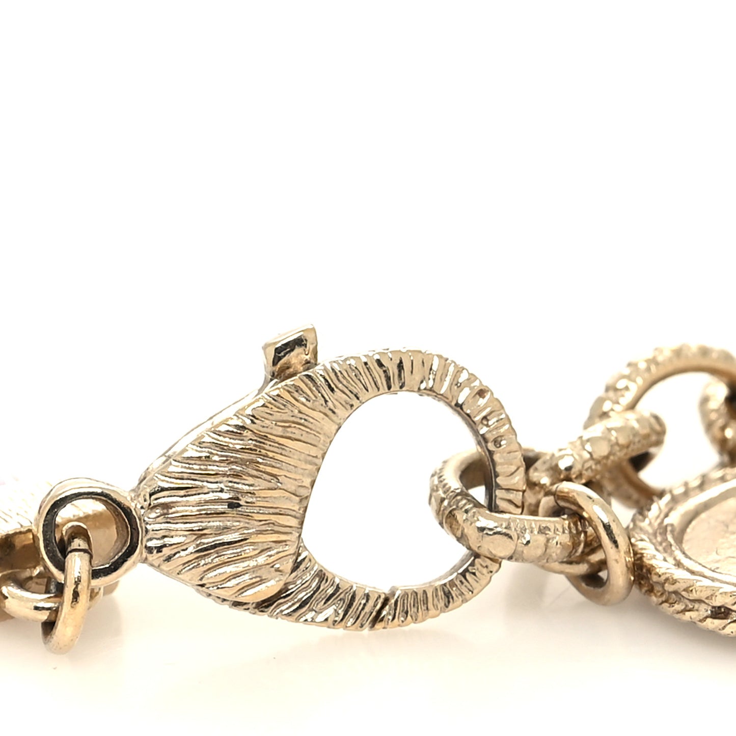 Metal Lambskin CC Chain Link Bracelet Pink
