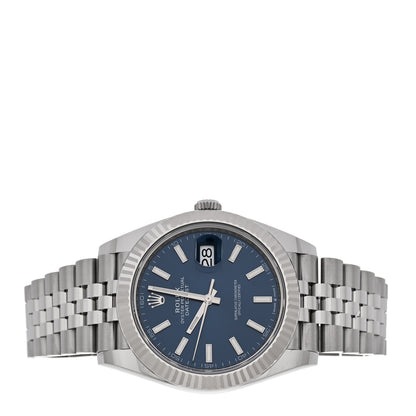 Rolex Stainless Steel 18K White Gold 41mm Oyster Perpetual Datejust Watch Bright Blue 126334 2 of 5