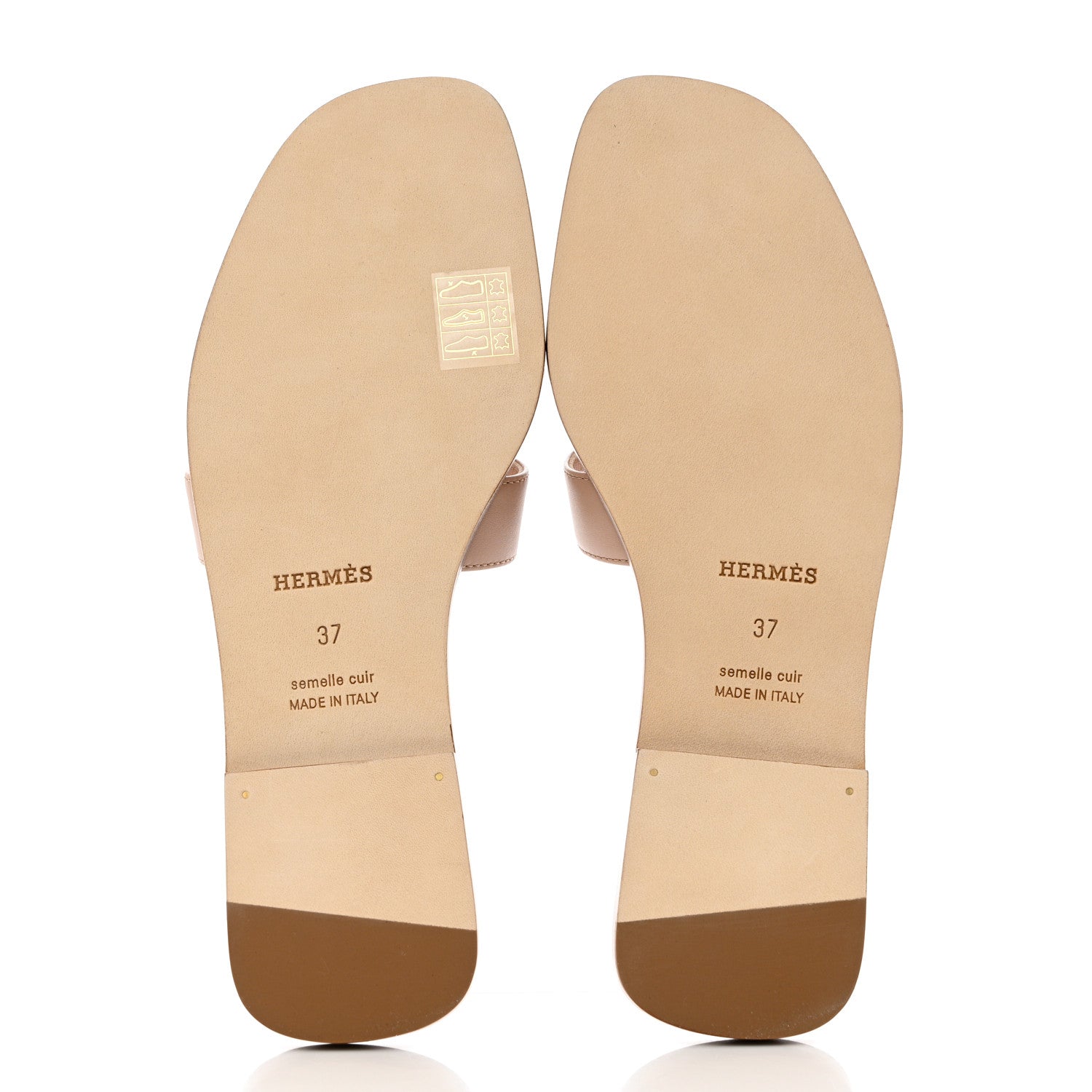 Hermes Box Calfskin Oran Sandals 37 Beige Nude 5 of 9